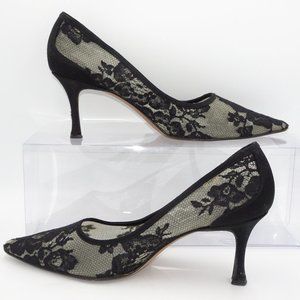 Manolo Blahnik Black Lace Pointy Toe Heels | Vintage | GUC | 39 / 9